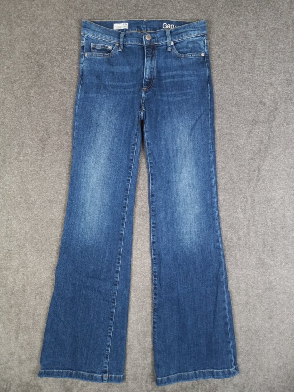 Gap 1969 Authentic Flare Jeans Womens 27R (28x33) Stretch Blue Denim Mid Rise
